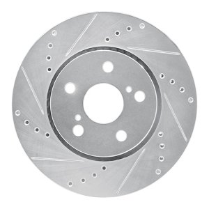 Toyota C-HR Brake Rotor (1) - Front Left - R1 Concepts - Drilled & Slotted - Silver - `18-`22